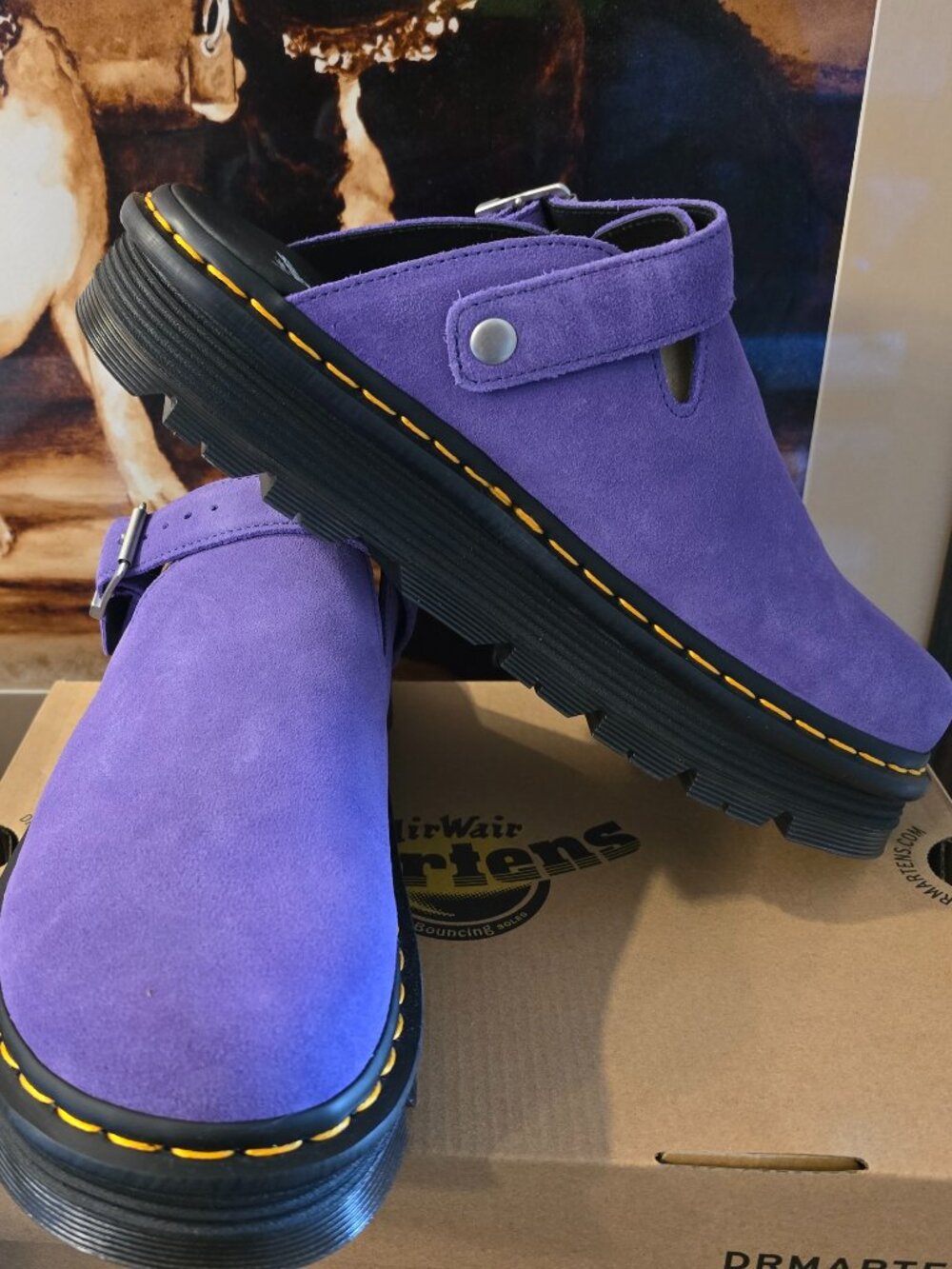 Dr. Martens ZebZag Mule - Adjustable Strap - Suede - PURPLE 31937500 Men's Sz 11